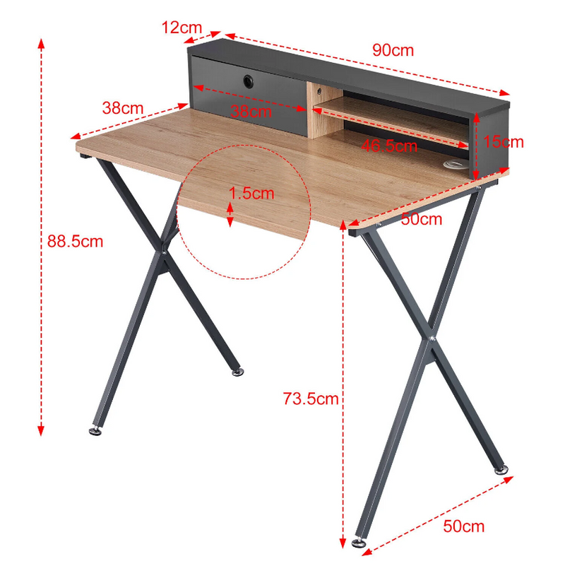 Computer Desk with Storages Gaming Workstation Home Office Laptop Writing Table