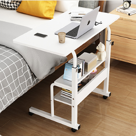 Bedside Desk Bedroom Desk Laptop Desk Tray Portable Computer Desk Height Adjustable 58-85cm Mobile Desk Laptop Workstation