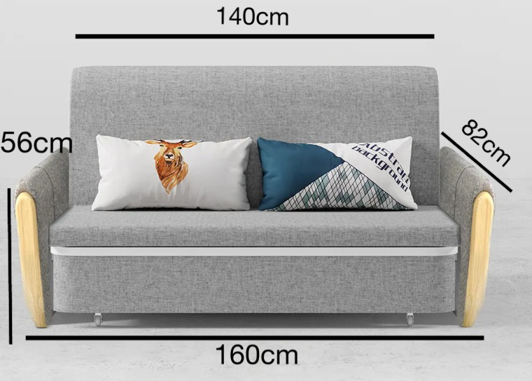 Unicorn Furniture Sofa Bed - Modern Foldable Bed - Pull Out Sofa Bed with Storage Breathable Cotton Linen Fabric- Sofabed- sofa cum bed in -Padded armrests (Grey)