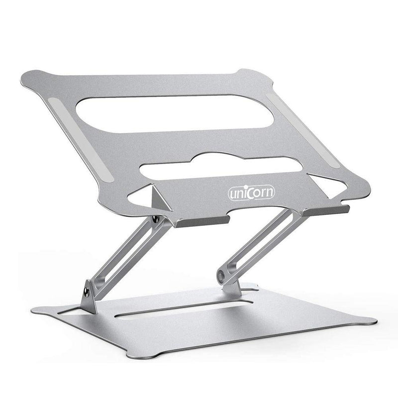 UNICORN Universal Aluminium Laptop stand, Laptop Tray Stand, Sturdy, Ventilated, Height Adjustable Laptop Stand. Vertical Laptop Stand, Ergonomic Laptop Stand Mount Foldable Laptop Stand